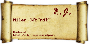 Miler Júnó névjegykártya